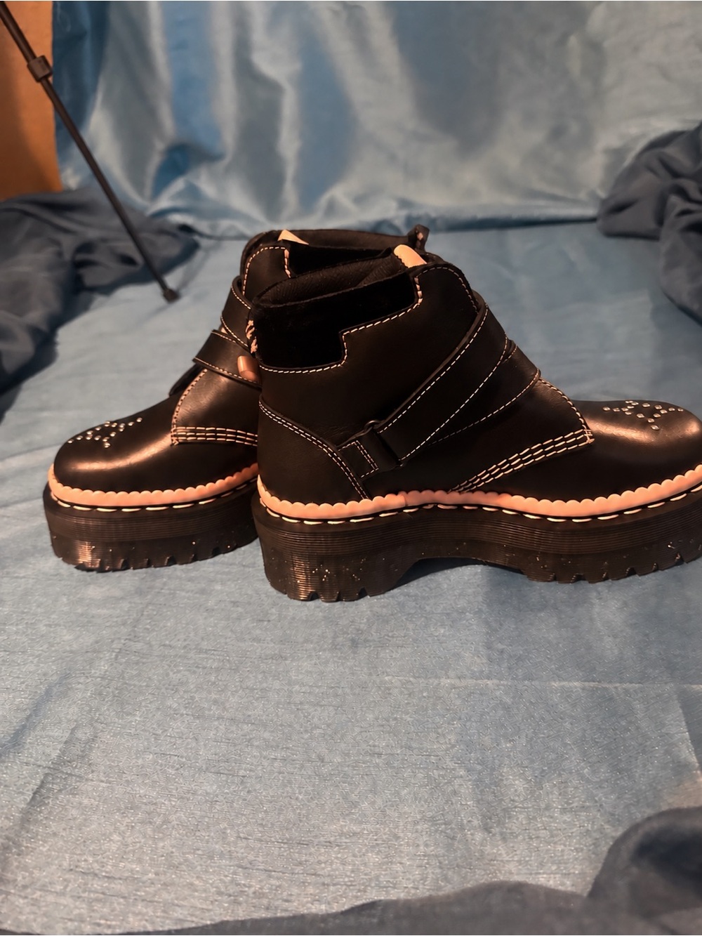 NEW Rare Dr. Martens Caitie Leather Buckle Platform Boots 🖤🎀 - Picture 6 of 6